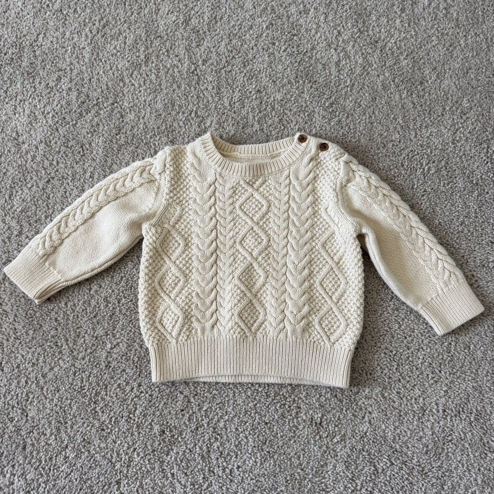 Baby Gap Cable Knit Fisherman Sweater 18-24 months Sweater Dress 2T‎ Cream Ivory